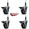 Service Caster 3.5'' Thermoplastic Rubber Swivel 3/4'' Expanding Stem Caster Set with Brake, 4PK SCC-EX20S3514-TPRB-PLB-34-4 - alternate 3